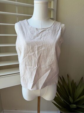 Lulus Oatmeal Sleeveless Cotton Tie Back Tank Top Size Large